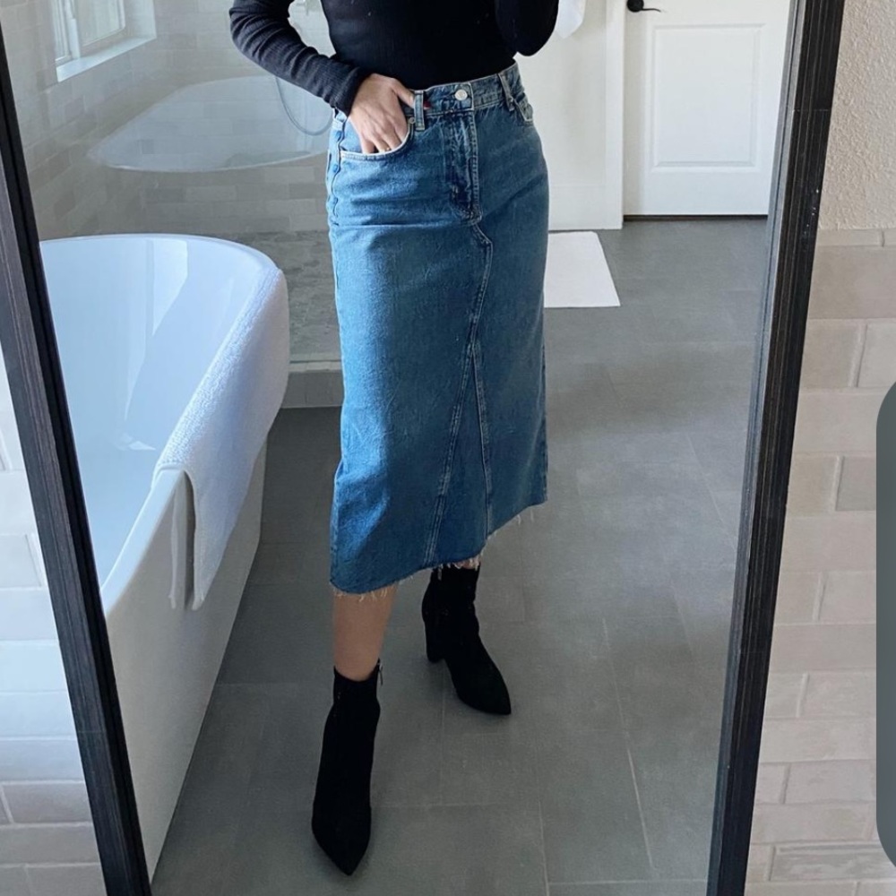 Rails The Highland Nonstretch Denim Midi Skirt Size 26 NWT